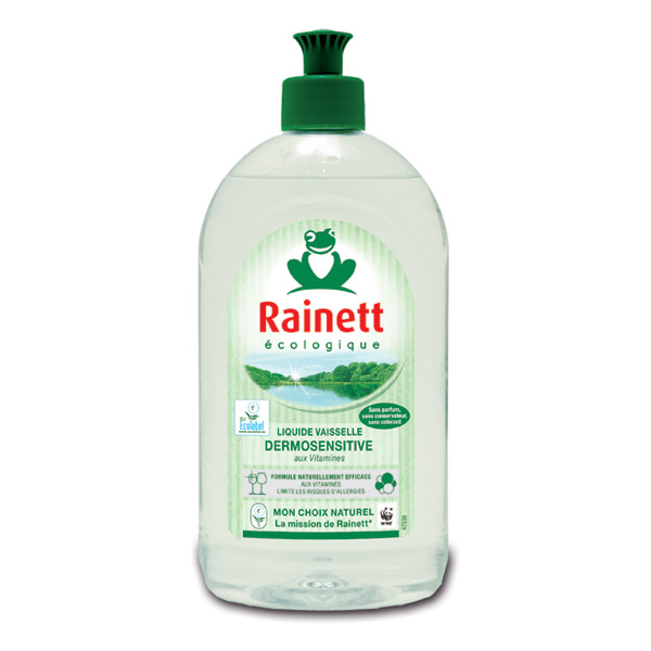 Rainett Liquide Vaisselle Ecologique Dermosensitive Ecolabel 500 ml Lot de 4