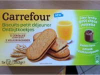 Biscuits aux céréales fourrés choco noisette Carrefour