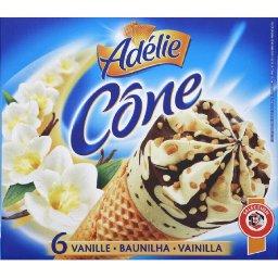 Cone vanille, creme glacee vanille avec pepites de chocolat noir, 6 x 120ml,720ml