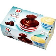 Creme dessert saveurs panachees chocolat-saveur vanille U, 16x125g, 2kg