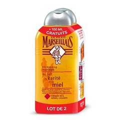 Le Petit Marseillais Shampooing nutrition au lait de karité et miel le lot de 2 flacons de 250 ml