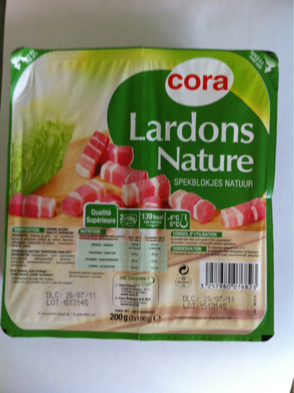 Cora lardons nature superieurs 2x100 g