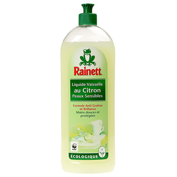Rainett Liquide Vaisselle Ecologique au Citron Peaux Sensibles Ecolabel 750 ml Lot de 4