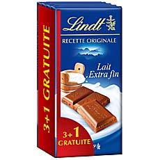 Chocolat Lindt lait extra fin 3x100g