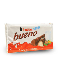 Bueno - Barres chocolatees au lait et noisettes - 10 x 2 barres Lait et Noisettes