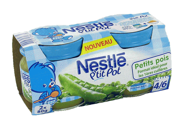 Nestle p'tit pot petits pois 2x80g des 4-6 mois