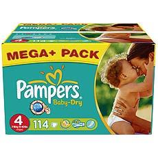 Couches Pampers Baby dry T4 7-18kg x114 Budget box