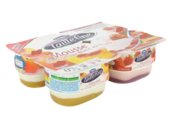 Mousse au fromage blanc sur lit de peches et de fraises TAILLEFINE, 0%MG, 4x115g