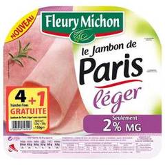 Le jambon de Paris léger sans couenne FLEURY MICHON 4 tranches , 150g