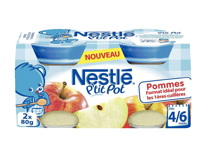 Petits pots Nestle Pommes 4/6 mois 2x80g