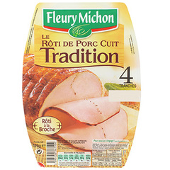 Fleury Michon rôti de porc cuit à la broche 4 tranches 120g
