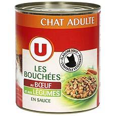 Aliment pour chat Bouchees au boeuf et legumes U, 820g