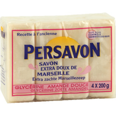 PERSAVON Pack de 4 Savons de 200 g Extra Doux Marseille Glycérine Amande Douce - Lot de 3
