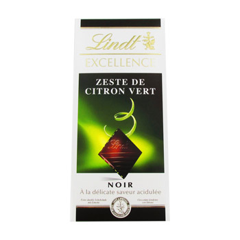 Lindt, Excellence - Chocolat noir zeste de citron vert, la tablette de 100 g
