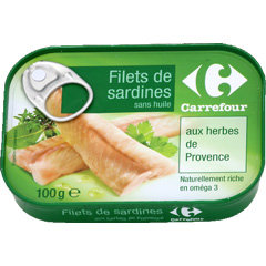 Filets de sardines sans huile aux herbes de Provence