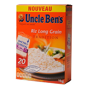 Riz long grain cuisson rapide 20 minutes UNCLE BEN'S, 5 sachets cuisson de 200g