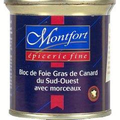 Bloc de foie gras de canard du sud-ouest avec morceaux, la boite, 200g