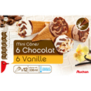Auchan mini cône chocolat vanille x12 -214g