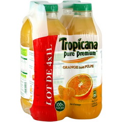 Tropicana Pure Premium Orange Sans Pulpe 4X1L