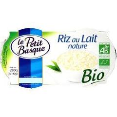 Riz au lait nature bio LE PETIT BASQUE, 2x140g