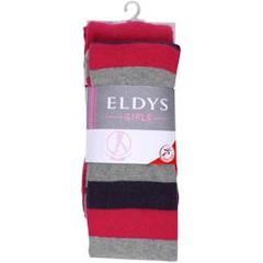Eldys, Collants coton rayures / uni framboise enfant t4/5ans, le lot de 2