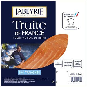 LABEYRIE TRUITE FUMEE DE FRANCE 3/4 TRANCHES 120G