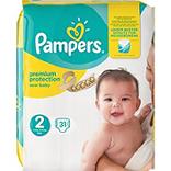 Couches new baby mini taille 2 (3/6kg) PAMPERS, 31 unités