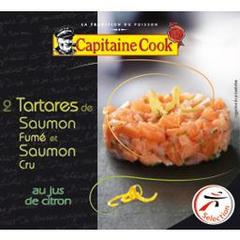 Capitaine Cook, Tartares de saumon fume et saumon cru au jus de citron, les 2 barquettes de 80 g