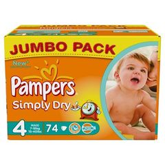 Pampers simply dry jumbo 7/18kg taille 4
