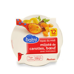 Auchan baby mijote de carottes boeuf 230g des 12 mois