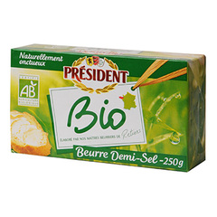 President, Beurre demi-sel BIO, la plaquette de 250 gr