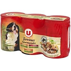Aliment pour chien Terrines Gourmandes a l'agneau, lapin, veau et legumes U, 3x400g