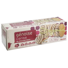 Auchan Genoise cerise chocolat blanc x12 - 150g