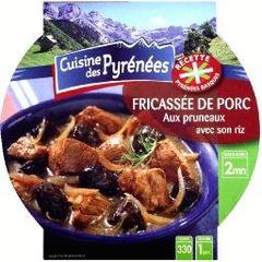 Cuisine des Pyrenees, Fricassee de porc aux pruneaux avec son riz, la barquette de 300g