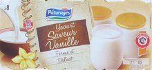 Yaourt saveur vanille, yaourts sucres au lait entier aromatises saveur vanille, 8 x 125g,1Kg