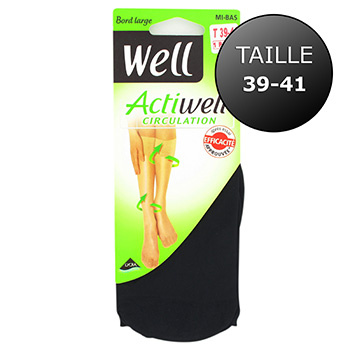 Mi-bas circulation Actiwell WELL, taille 39/41, noir