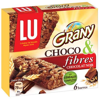 Barres aux cereales completes et chocolat GRANY Equilibre, 125g