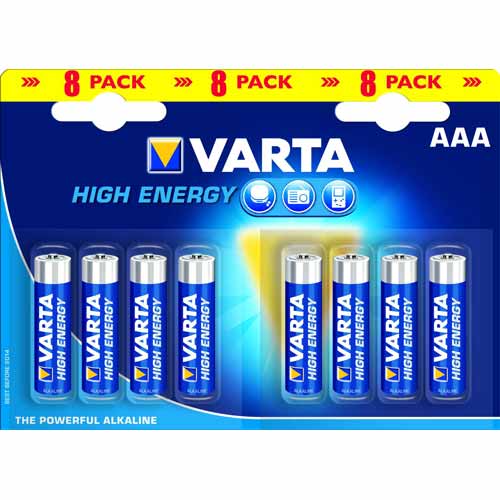 Varta - Pile Alcaline - AAA x 8 - High Energy (LR03)