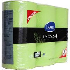 Labell, Papier toilette Le Colore 3 epaisseurs vert, le paquet de 6