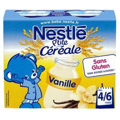 Nestle cerelac lait et cereales p'tit dejeuner vanille des 4-6mois 2 x 250ml