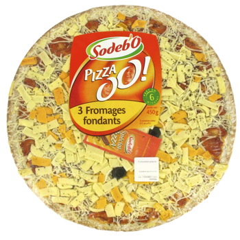 Pizza'OO 3 fromages fondants SODEBO, 450g
