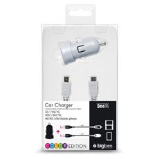 Chargeur allume cigare BIG BEN, compatible Nintendo 2DS/3DS XL/DSI/DSIXL/smartphone (micro-USB), nouvelle version, coloris assortis