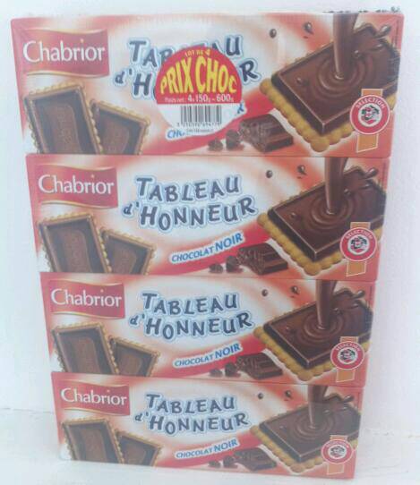 Chabrior Biscuits Tableau d'Honneur chocolat noir les 4 paquets de 150 g