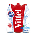 Eau minérale naturelle VITTEL, 6 bouteilles en plastique de 1.5 litre