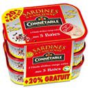 Connetable sardines h.olive et 5 baies lot 3x115g