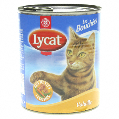 Patee chats les bouchees Lycat Volaille legumes 800g