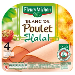 Blanc de poulet halal/réduit en sel Fleury Michon
