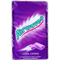 Chewing gums sans sucre Cool Cassis AIRWAVES, 5x10 dragees, 70g