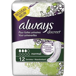 Always discreet incontinence serviettes normal x12