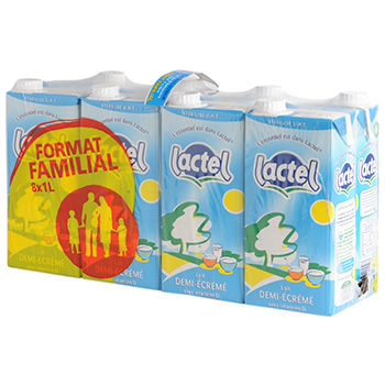 Lactel lait demi-ecreme 8x1l